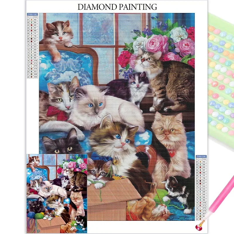 

Playful Kittens New Arrivals Diamond Paintings Animals Full Rhinestones Cross Stitch Embroidery Arts And Crafts Supplies Adults