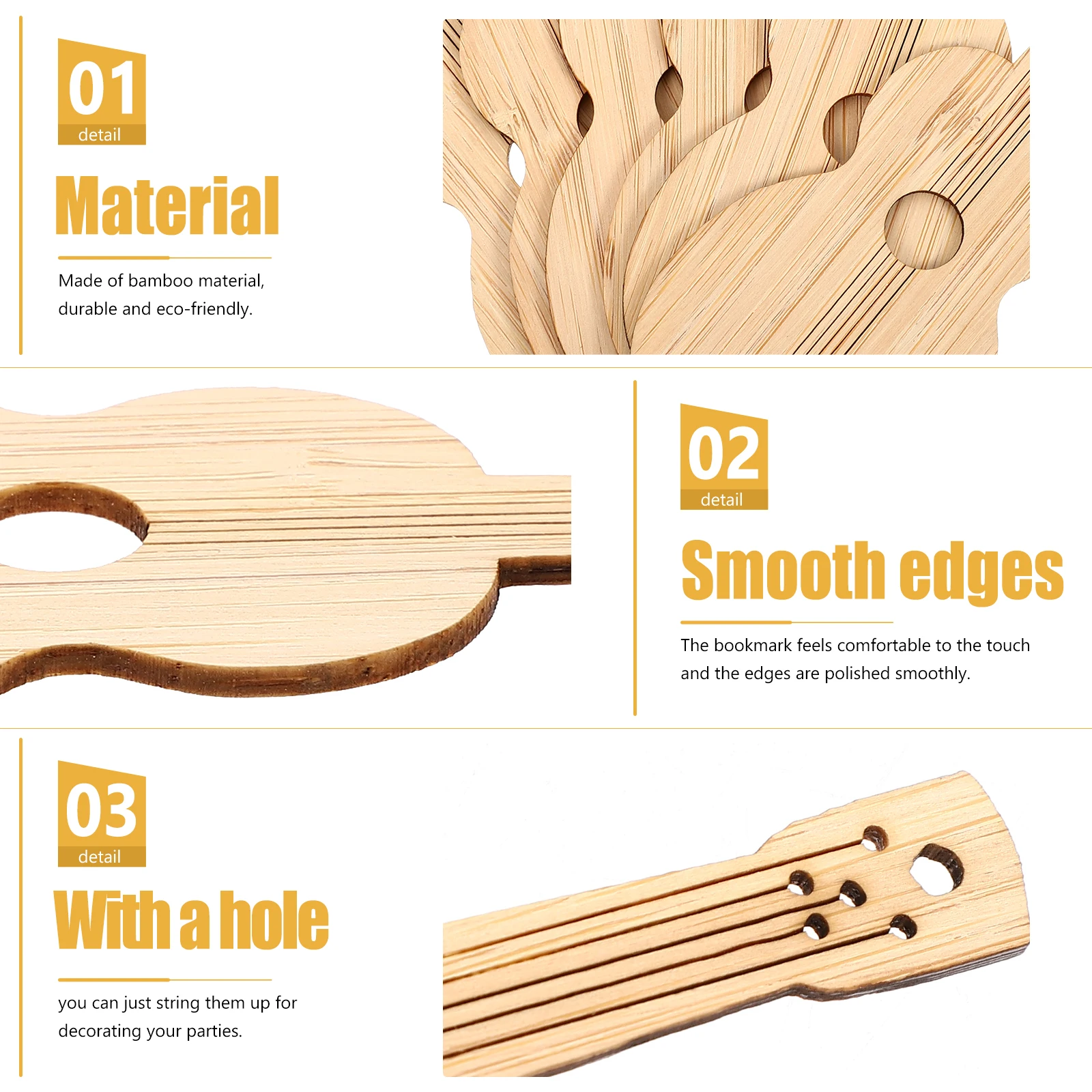 

6 Pcs Bamboo Bookmark Blank Acrylic Page Custom Brand Making Student School Craft Graffiti Bookmarks Marker