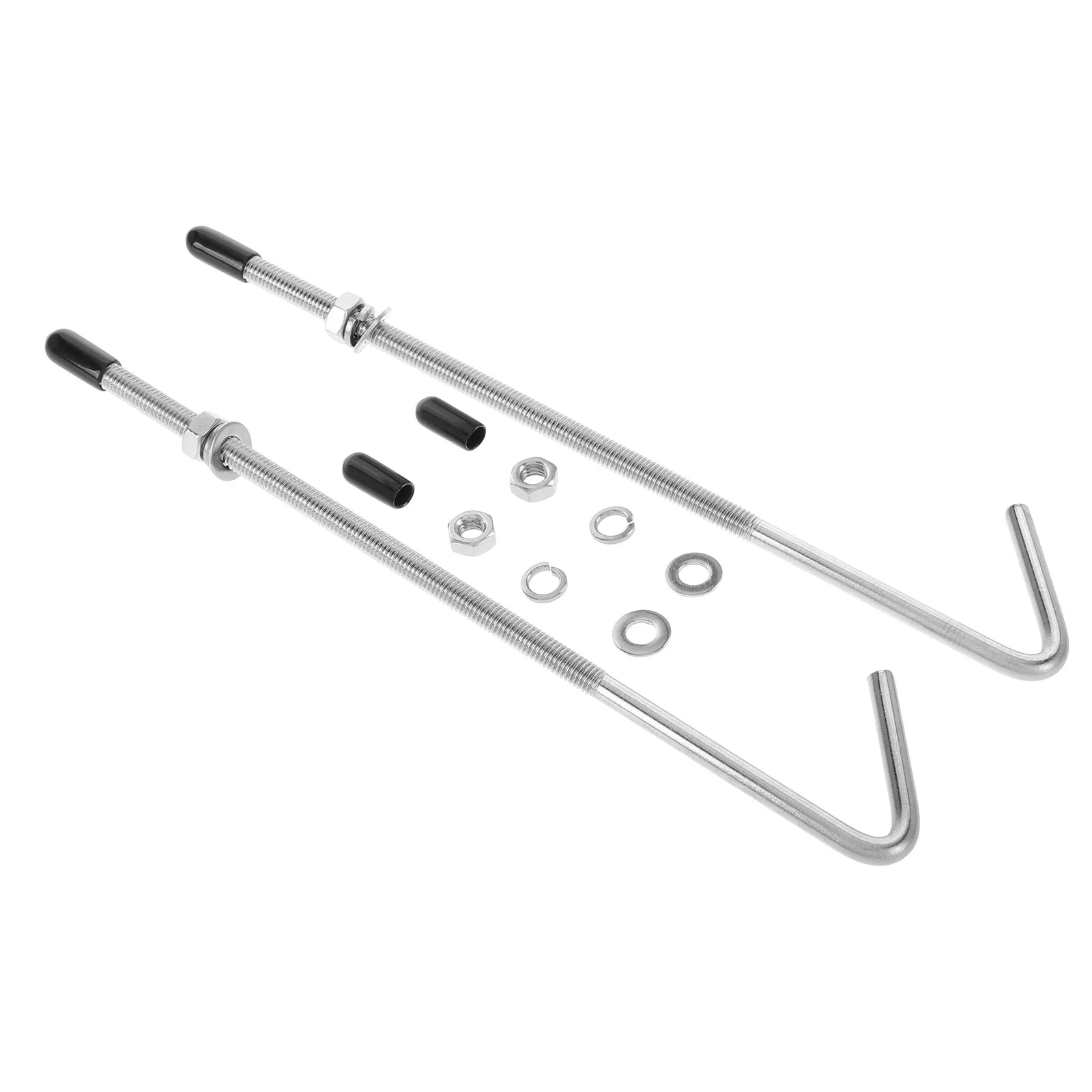 1Set Stainless Steel Battery Hold Down Kit J Bolts Car Battery Fixing Bracket Universal Fastening Kit for Suv Truck Stable Power