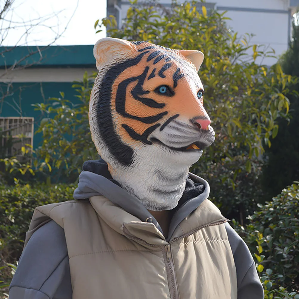 Tiger-Kopfbedeckung, kreative Gesichtsbedeckung, Maskerade für Leistung, lebendiger, einzigartiger Streich