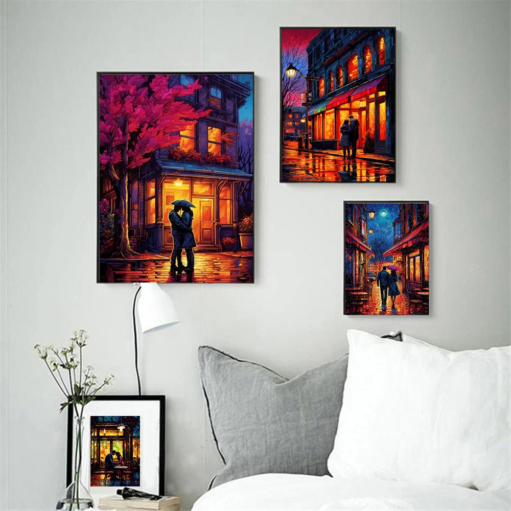 DIY 5D Colorful Landscape Couple Diamond Painting Full Drill Boy With Rose Mosaic Embroidery Cross Stitch Poster Home Decor Gift