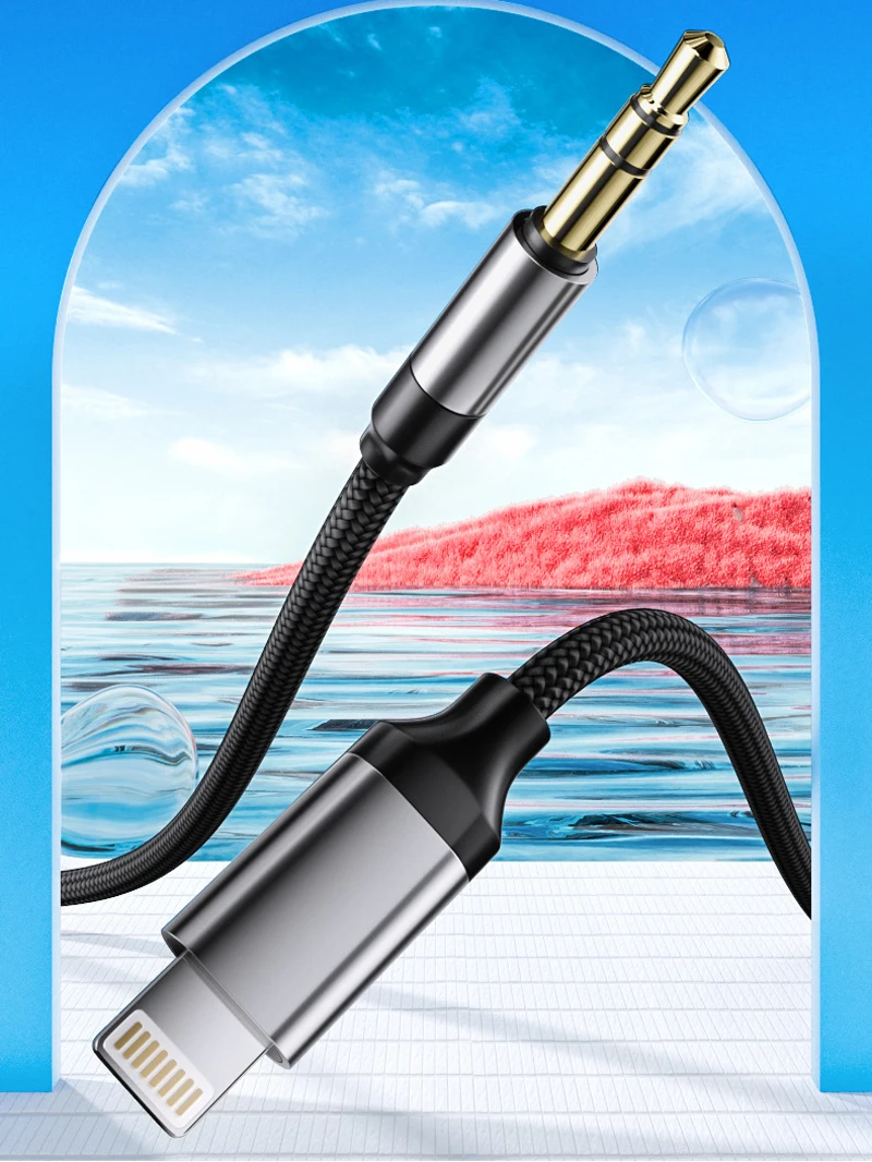 1m/1m/2m For Iphone 14 Plus 13 Pro 8 Pin To 3.5mm Jack Male Aux Cable Apple 12 11pro Max Xr Car Converter Earphone Audio Adapter image 2