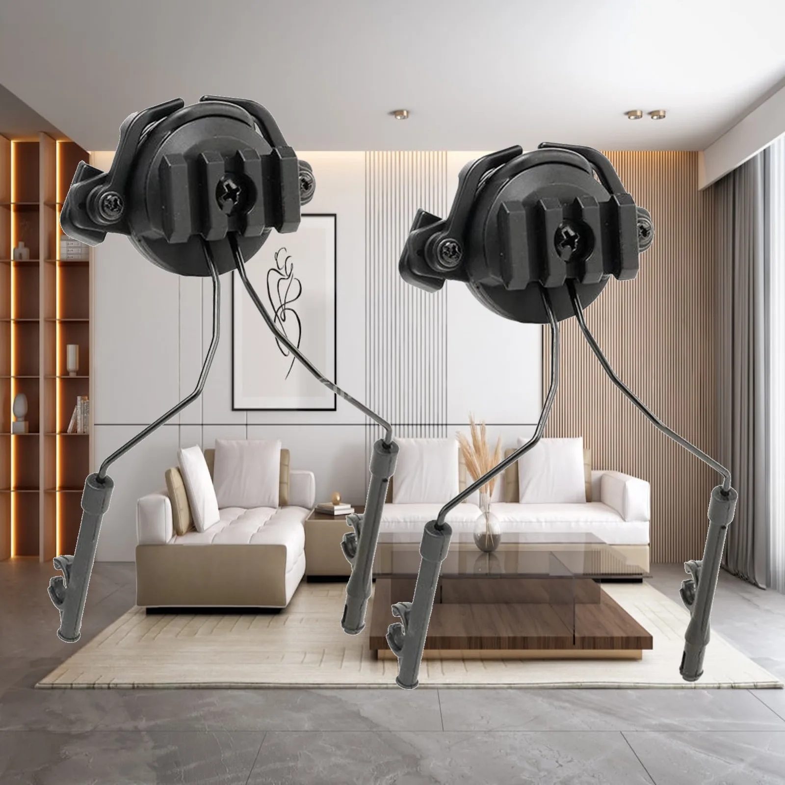 Headset Holder Helmet Adapter, Adjustable Helmet Rail Adaptor Headphones Bracket Hunting Earmuffs Support 360 Rtatory