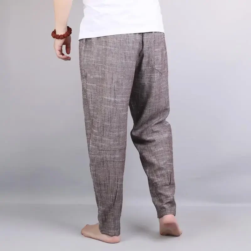 남성용 루즈한 주름 와이드 캐주얼 바지, 린넨 다크 브라운 트렌드 패션, 하라주쿠 Y2k 코튼, 세련된 한국 스타일, 신상