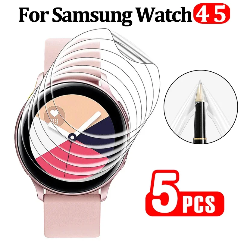 5/1 Stück Hydrogel-Folie für Samsung Galaxy Watch 5 4 40/44 mm, weiches TPU, dünner Displayschutz für Samsung Watch 4 CLASSIC 42/46 mm