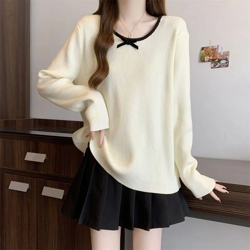 

Женская футболка с длинным рукавом, осень-зима, свободная посадка, базовая футболка, универсальный повседневный топ с классическим дизайном на плечах