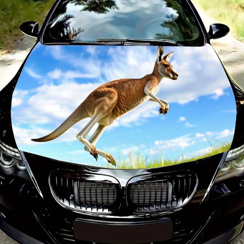 

Kangaroo; Blue Sky; Cool; Artistic; Festive; Colorful; Gift;Car Hood Decal Sticker, Motorcycle and Truck Decal, Self-adhesive Du