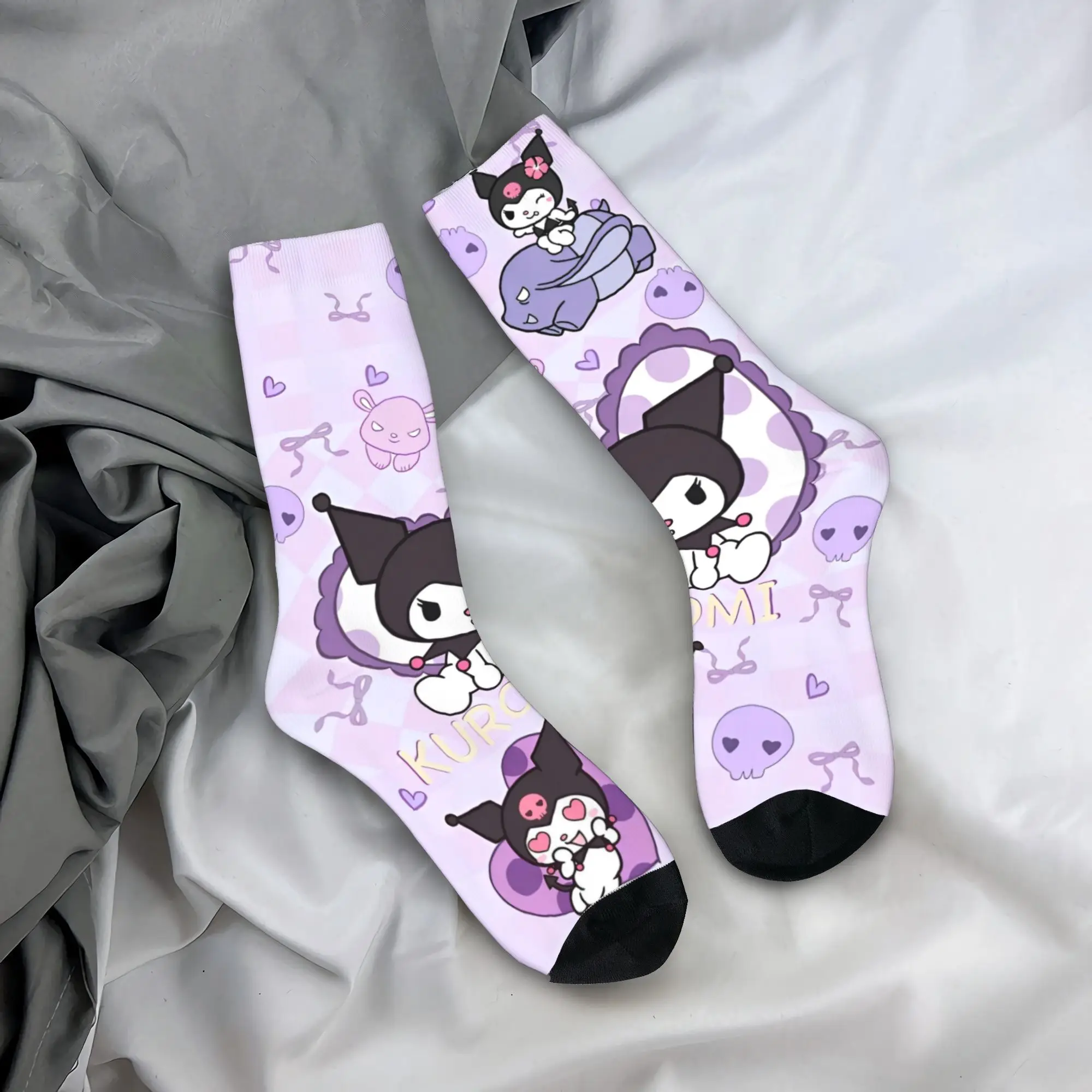 

Kawaii Cute Kuromi Socks Men Women Polyester Casual Cartoon Socks Harajuku Spring Summer Autumn Winter Middle Tube Socks Gifts