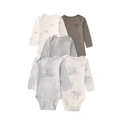 3/4/5 adet bebek erkek kız Bodysuits uzun kollu şerit % 100% pamuk bebek giysileri 0-24 ay yenidoğan vücut Bebe tulum giyim