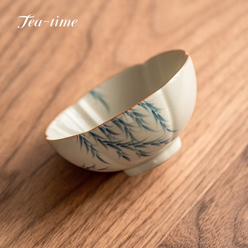 كوب شاي قديم من البتلة ، نقي مرسوم يدويًا ، كوب شاي سيراميك من بلسم الصفصاف ، رماد نبات ، كوب صغير للرائحة ، 50-