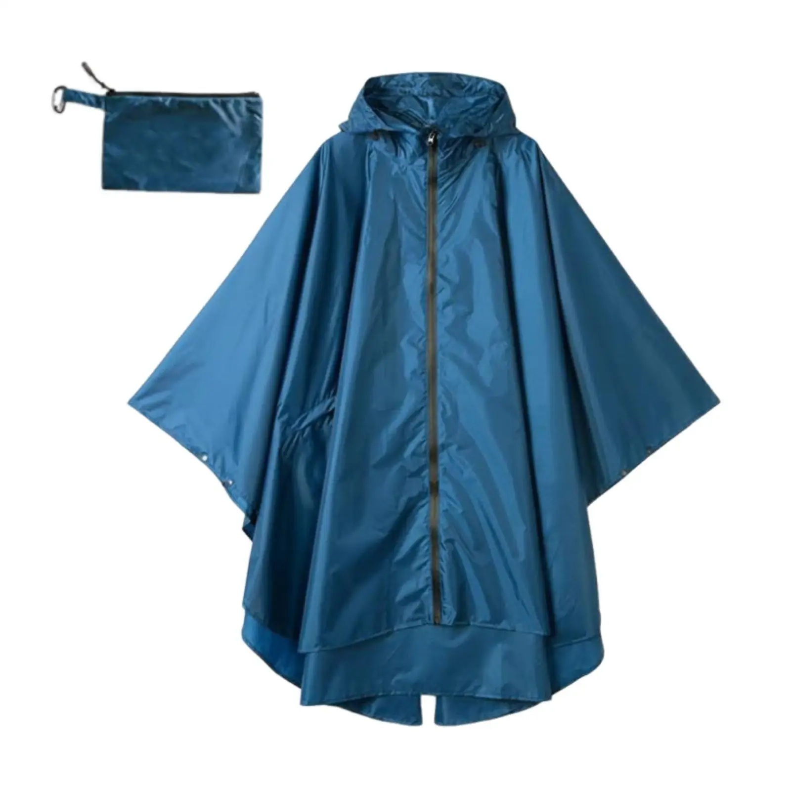 Portable Waterproof Rain Cape Zipper Front Rain Poncho Lightweight Commuting Jacket for Adults for Travel and Outdoor Use