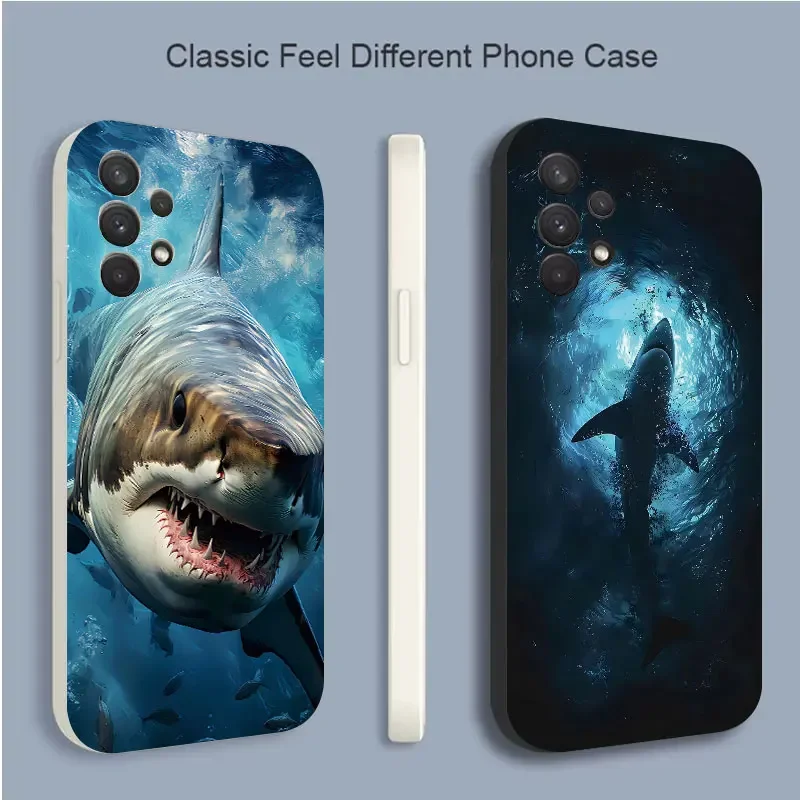 Ocean Whale Shark Swimming Phone Case For Samsung Galaxy S24 Ultra S23FE S22 S20 Plus A15 A35 A50 A51 A54 A55 A71 A72 A73 Cover