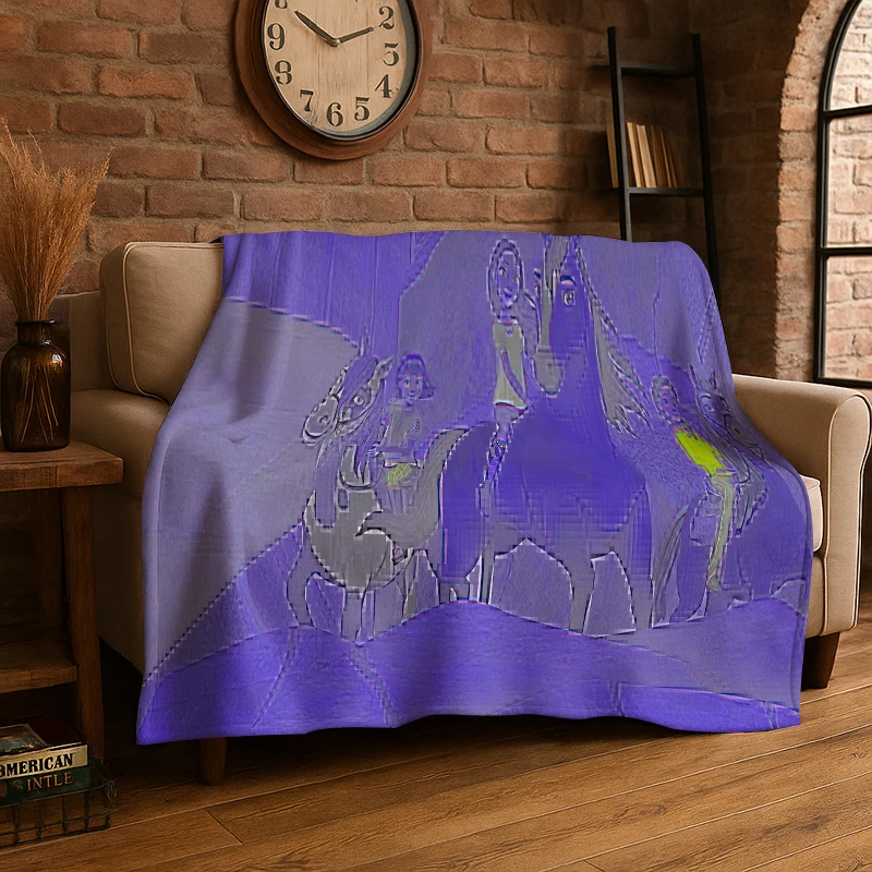 New Cartoon Spirit Riding Free Horses Flannel Throw Blanket,Warm Cozy Blanket for Bed,Sofa,Couch,Bedroom,Living Room,Office,Gift