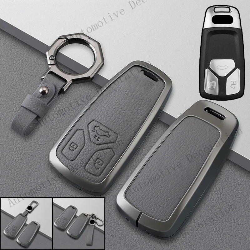 Z+ Zinc Alloy Leather Car Key Fob Case Cover For Audi M4 S5 Q7 B9 A4 A5 Q5 S4 TTS