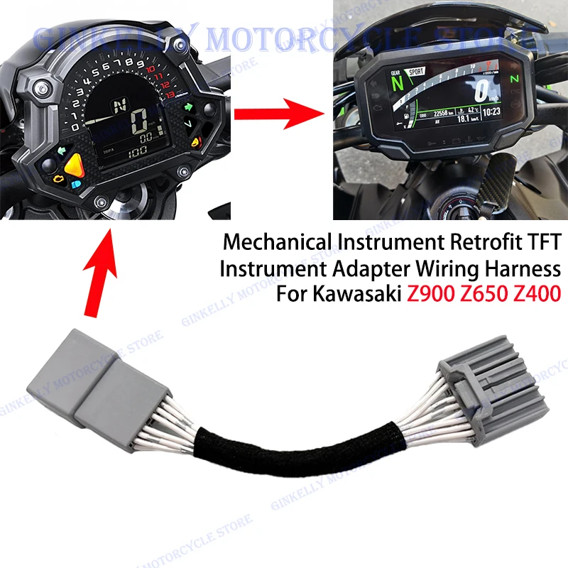 Mechanical Instrument Retrofit TFT Instrument Adapter Wiring Harness For Kawasaki Z900 Z650 Z400 2019 2018 2017