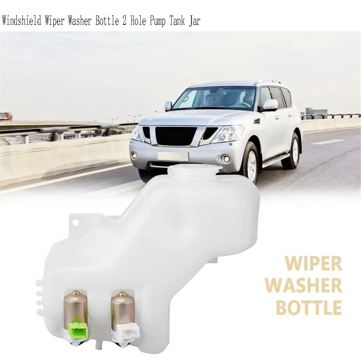 Windshield Wiper Washer Bottle 2 Hole Pump Tank Jar Kit for Patrol 1988-1997