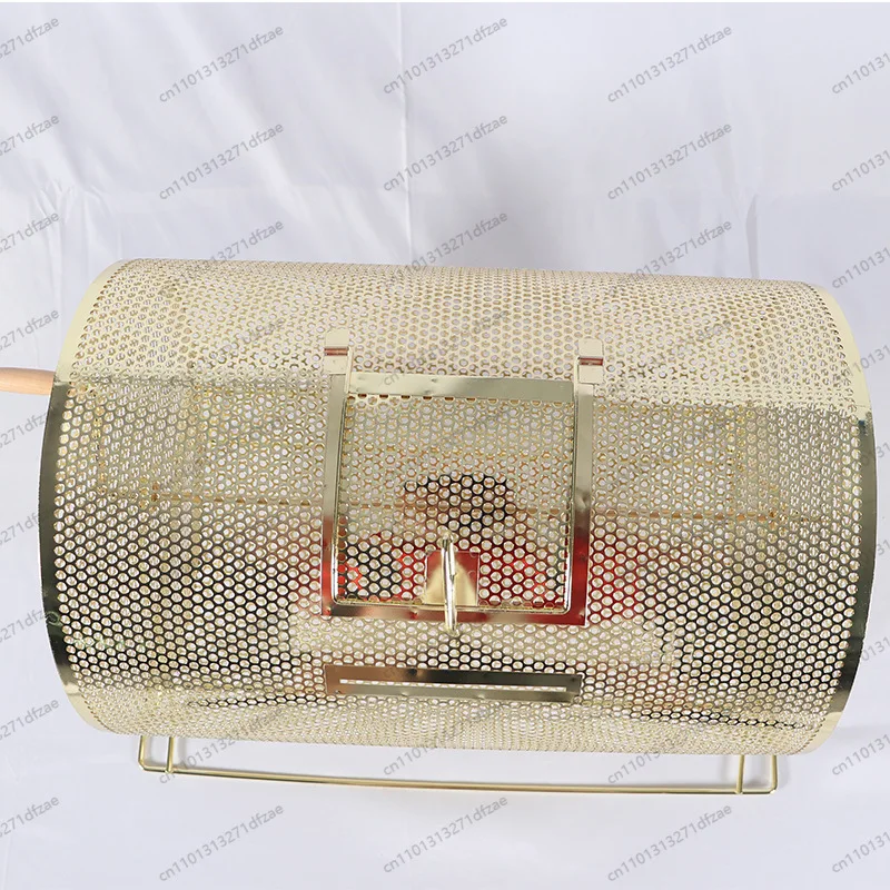 Medium Size Brass Raffle Drum with Wooden Turning Handle - Spinning Lottery Casino Bingo Raffle Ticket Drum Box