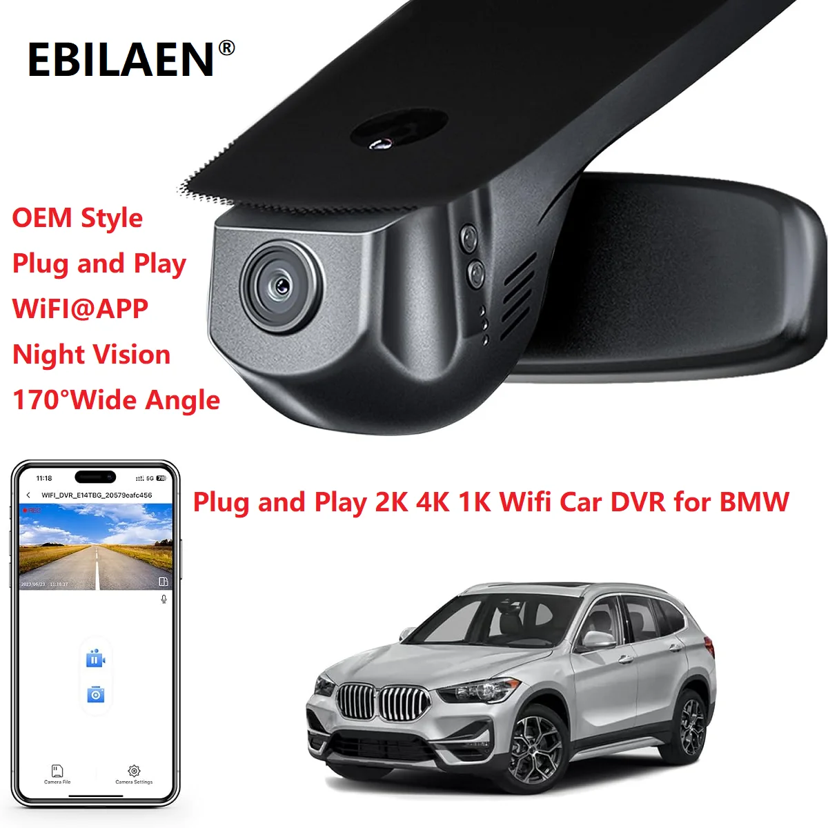 Plug and Play 1K 2K 4K Dash Cam For BMW F30 F21 F33 F10 F25 F48 F26 F34 F31 F15 F48 F49 Dashcam Camera Car DVR OEM Look