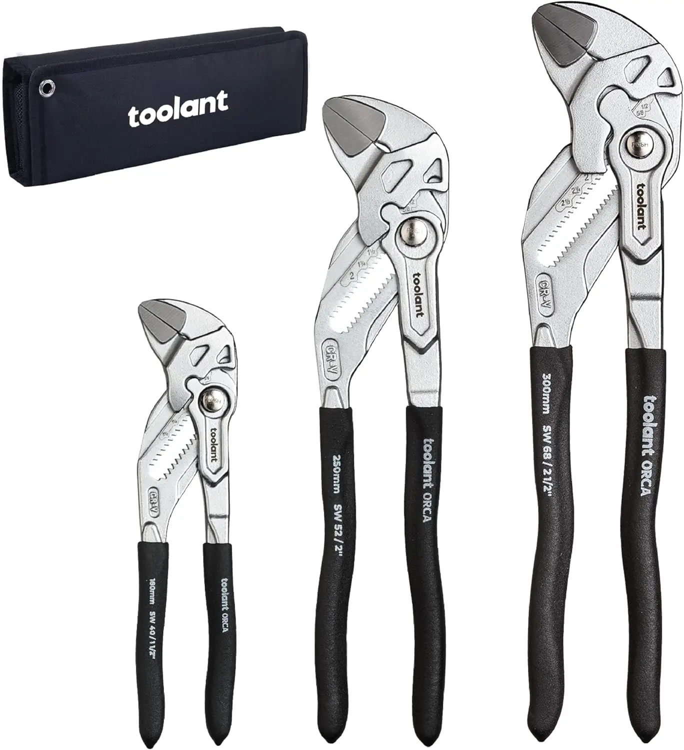 

7/10/12-Inch Adjustable Wrench Set with Anti-Rust Coating, Smooth Jaws, Comfort Grip for Home Repair and Plumbing