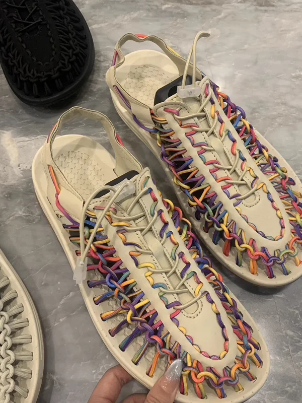 

Outdoor Casual Woven Rope Slippers Unisex Breathable Soft Bottom Comfortable Stream Trudging Shoes Summer Season Daily Wear