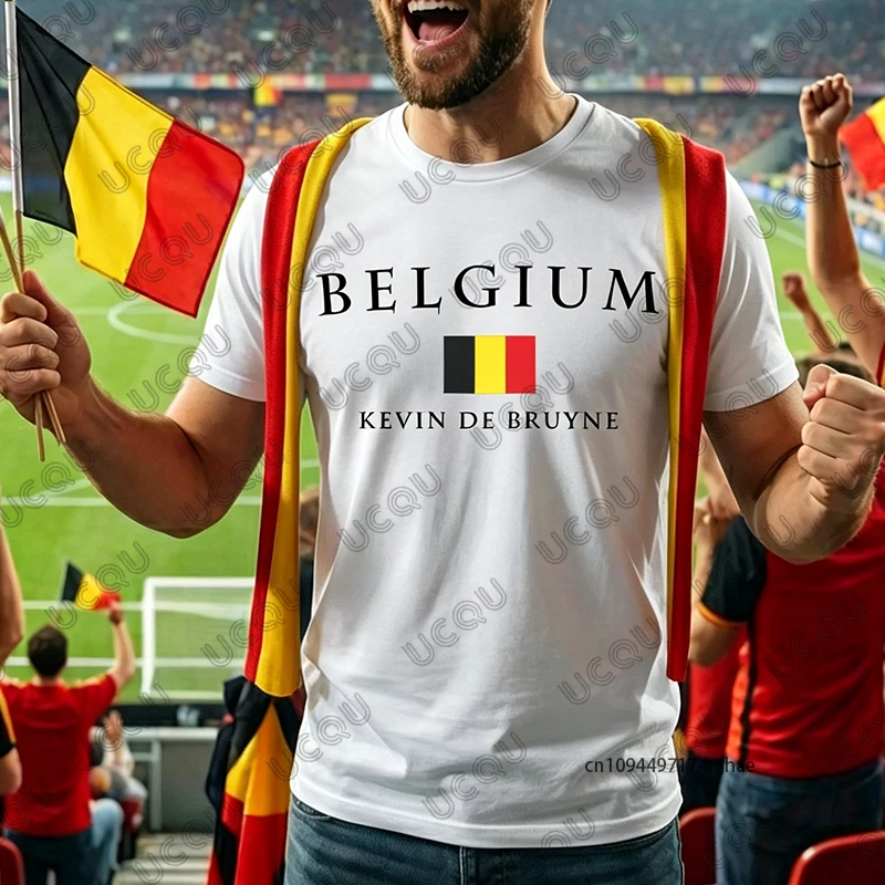 2026 New Belgium Kevin De Bruyne Graphic Print Cotton T-shirt For Men Summer Short Sleeve Football Fans Tees Sports Unisex Tops