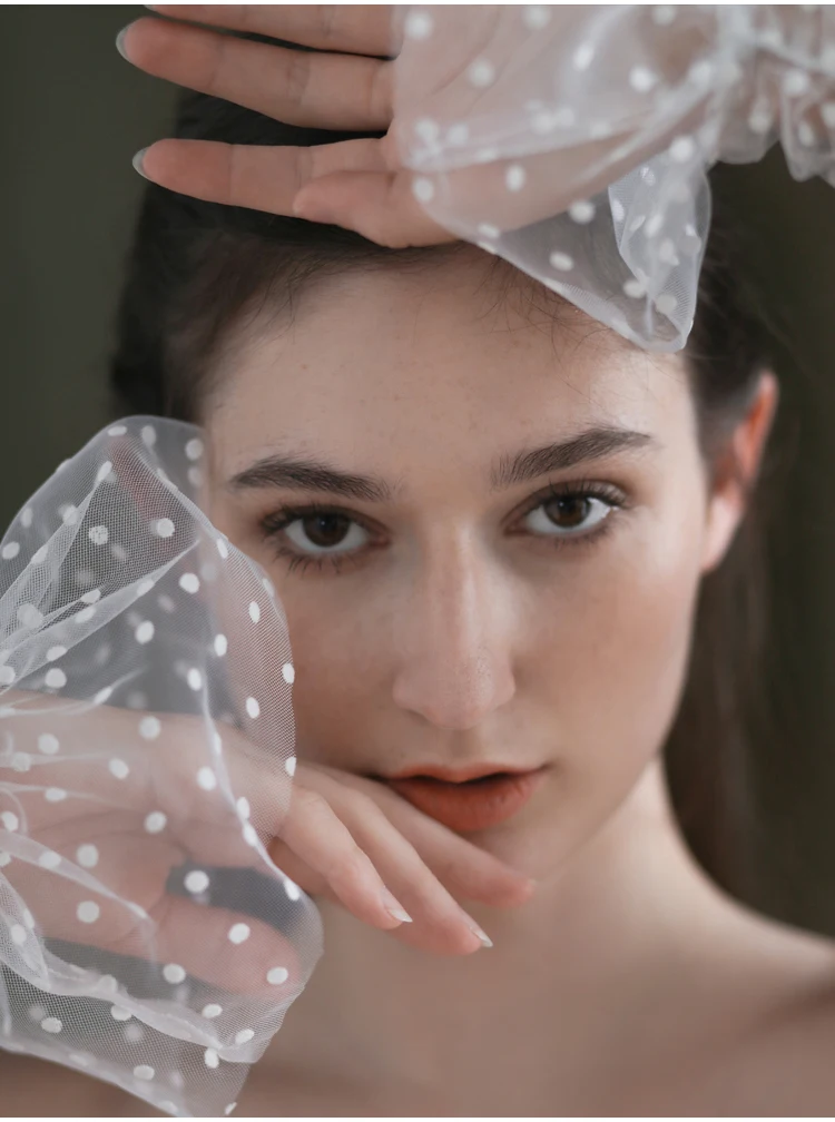 Guantes de novia con volantes de tul de puntos suaves, guantes de novia sin dedos para novia, guantes de muñeca para fiesta