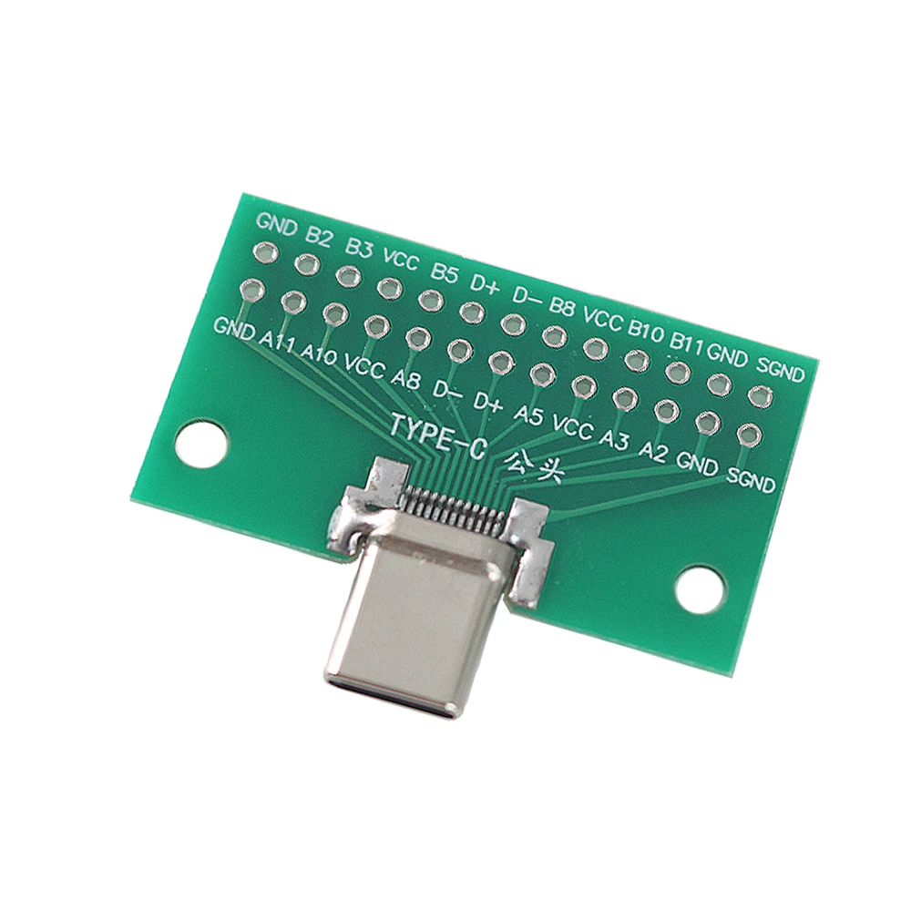 2PCS Typ-C Stecker USB 3,1 Test PCB Board Adapter Typ C 2,54mm Stecker Buchse Für daten Linie Draht Kabel