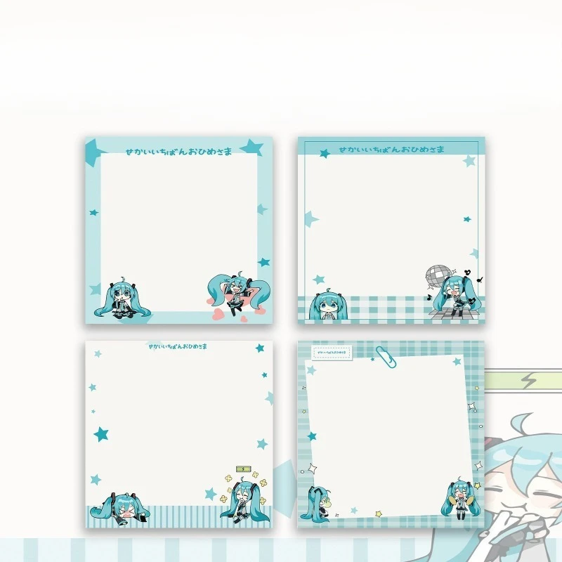 

Hatsune Miku Creative Animation 4pcs Combination Note Pad Cartoon Cute Miku Peripheral Square Non-Adhesive Stickers Wholesale