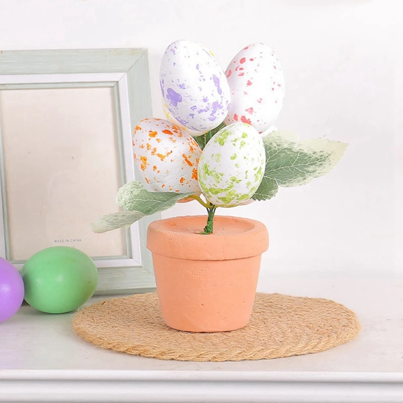 Easter Day Colourful Eggs Potting Speckled Eggs Bonsai Easter Desktop Ornaments Decor For Home 2024