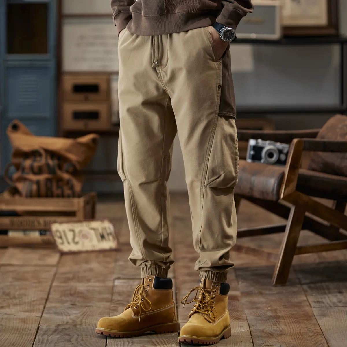 

Streetwear Hip Hop Joggers Cargo Pants Men Multi-Pocket Elastic Waist Harem Trousers Male Harajuku Casual man Sweatpants B26