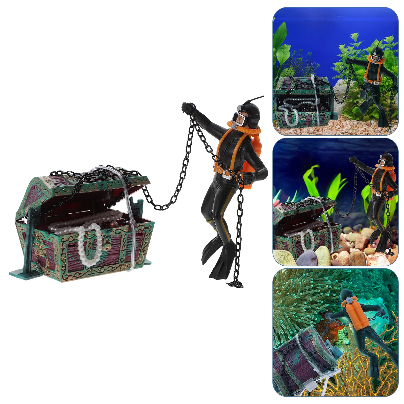 

Plastic Floating Diver Treasure Chest Decor Realistic Compact Fish Tank Ornament Aquarium Decorations Vivid Atmosphere Pet