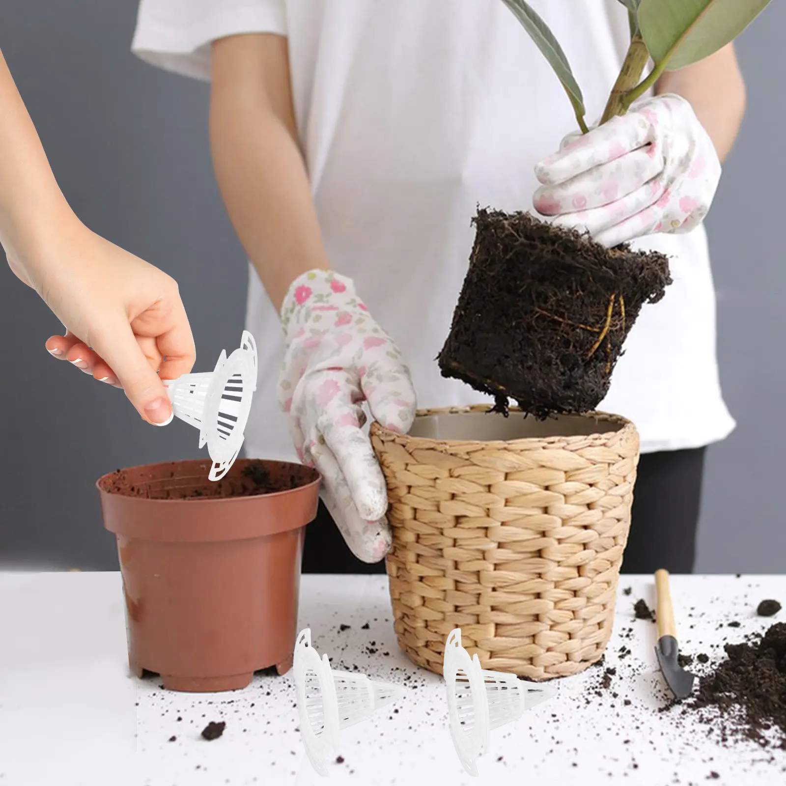 20Pcs Flower Pot Hole Mesh Pads PVC Cone Planter Drainage Netting Mats for Ceramic Plastic Pots Bonsai Plant Accessories