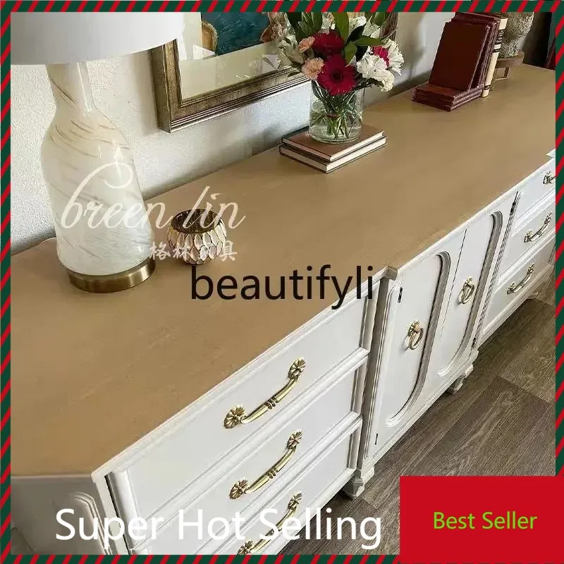 

M71 American simple white dining side cabinet retro entrance cabinet storage storage integrated TV cabinet45