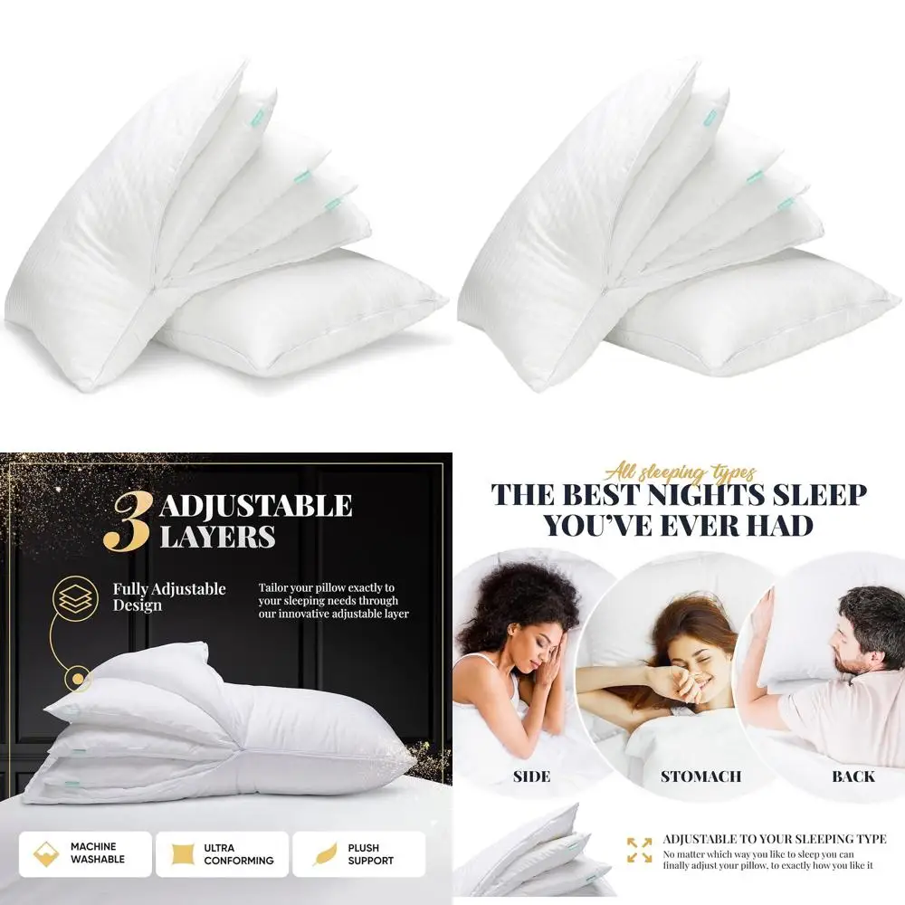 

Пара охлаждающих регулируемых подушек королевского размера для сна, альтернативная поддержка вниз