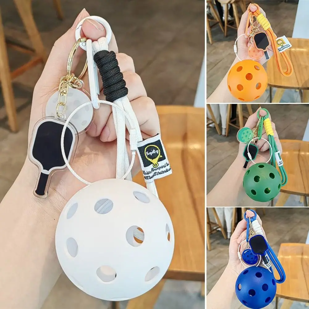 Acrylic Pickleball Paddle Keychain Detachable with Lanyard Pickleball Racket Pendant Fitness Series Pendant Bag Accessories