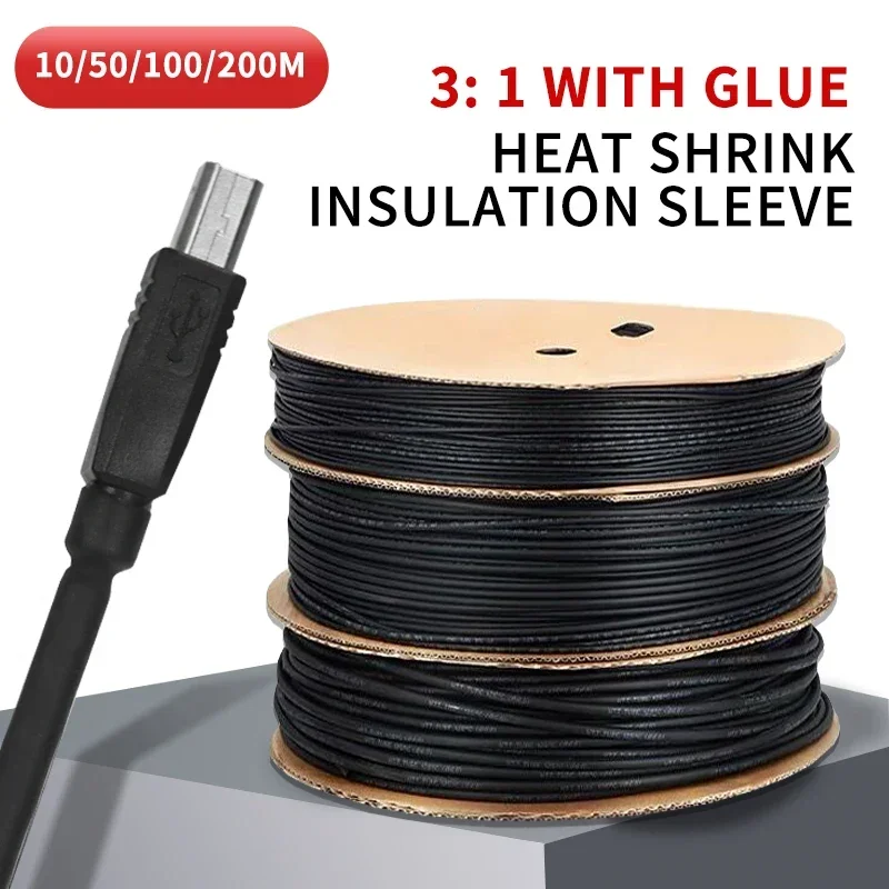 Polyolefin Thermal Cable Sleeve Insulated 2.4/3.2/4.8/6.4/7.9/9.5/mm 1/2/3/5M Heat Shrink Tube Dia 3:1Ratio Adhesive Lined