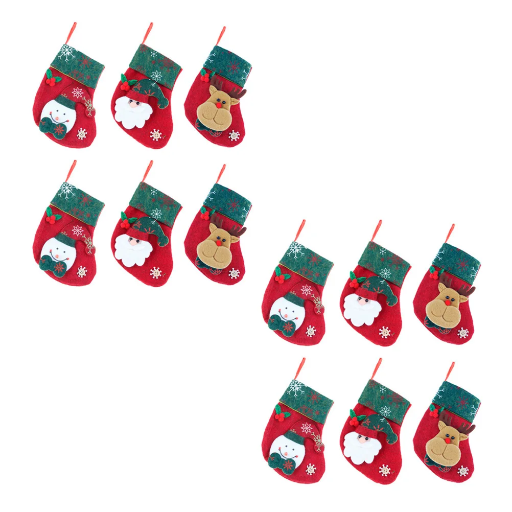 

12 Pcs Christmas Socks Stockings Storage Hanging nament Gifts Sweets Decorations Party DIY Christmas Gift Bag