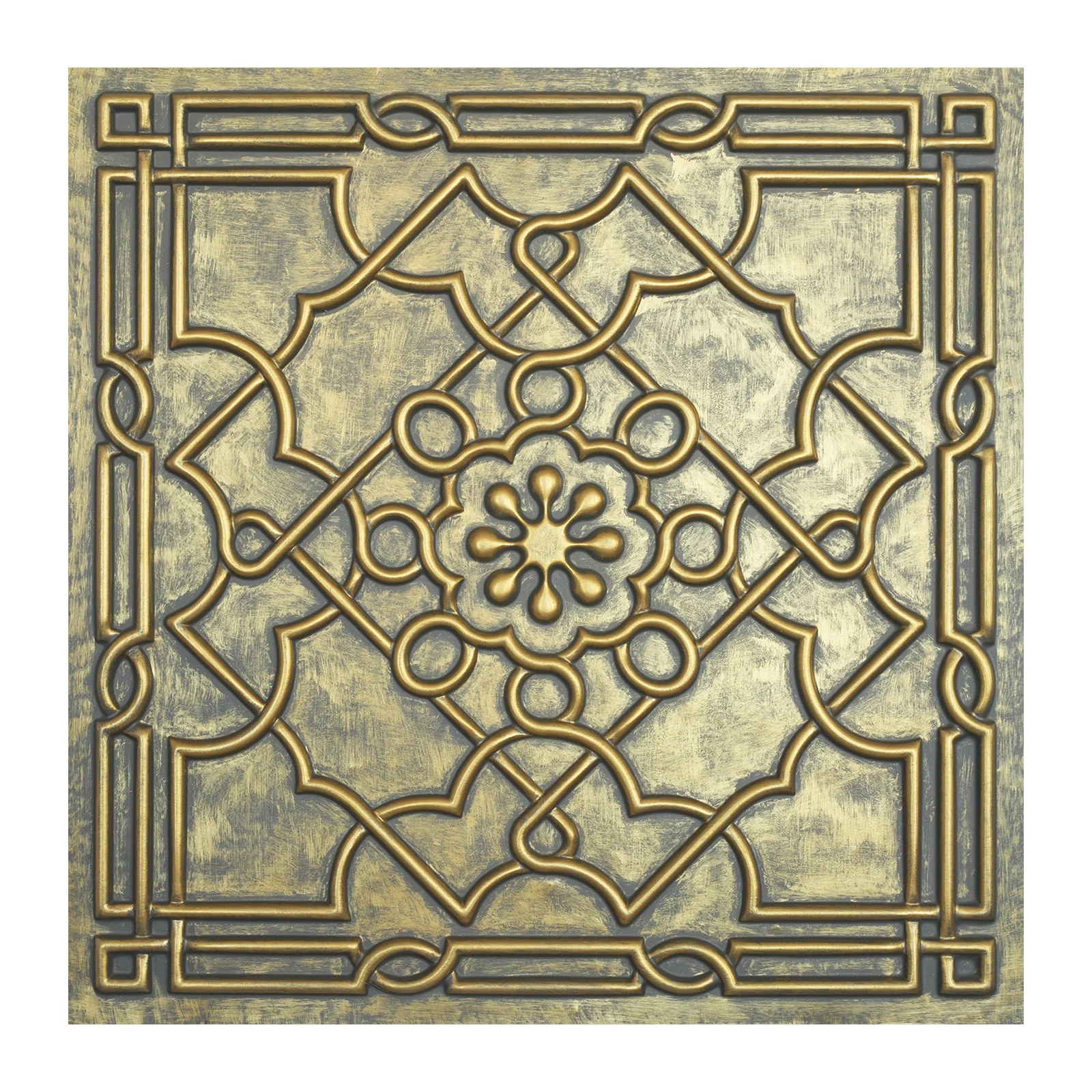 Faux finished distressed Decorative ceiling tiles 3D relie Metalize wall panels for Club 10pcs PL09 Ancient gold PAINTSDECOR