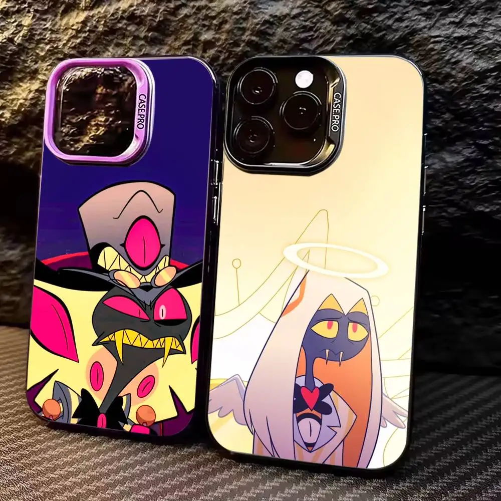 

S-Sir Pentious H-Hazbin H-Hotel Colorful Silver Back Phone Case For IPhone 17 16 15 14 13 12 11 Plus Pro Max Plus