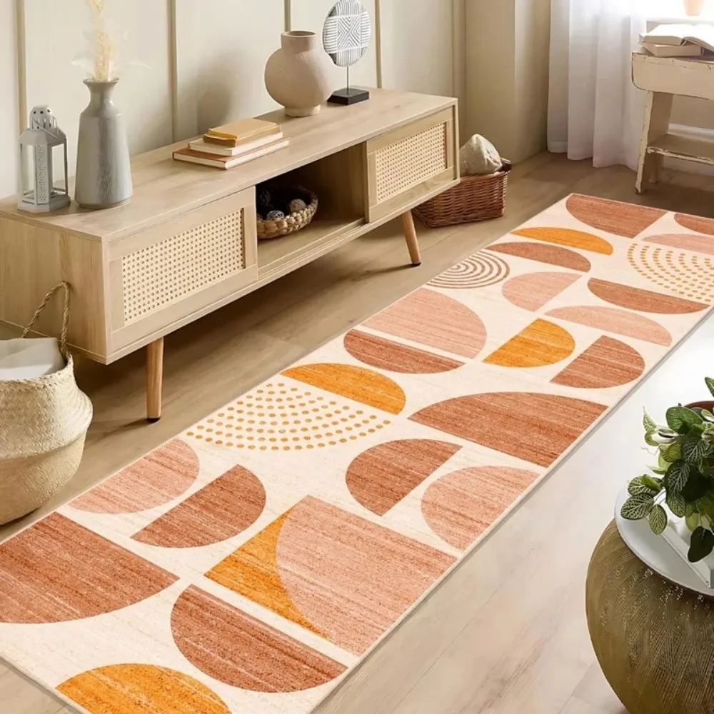 VIKAMA Bohemian Geometric Semi-Circular Long Rug, Durable And Slip-Resistant Kitchen Corridor Carpet, Home Decoration
