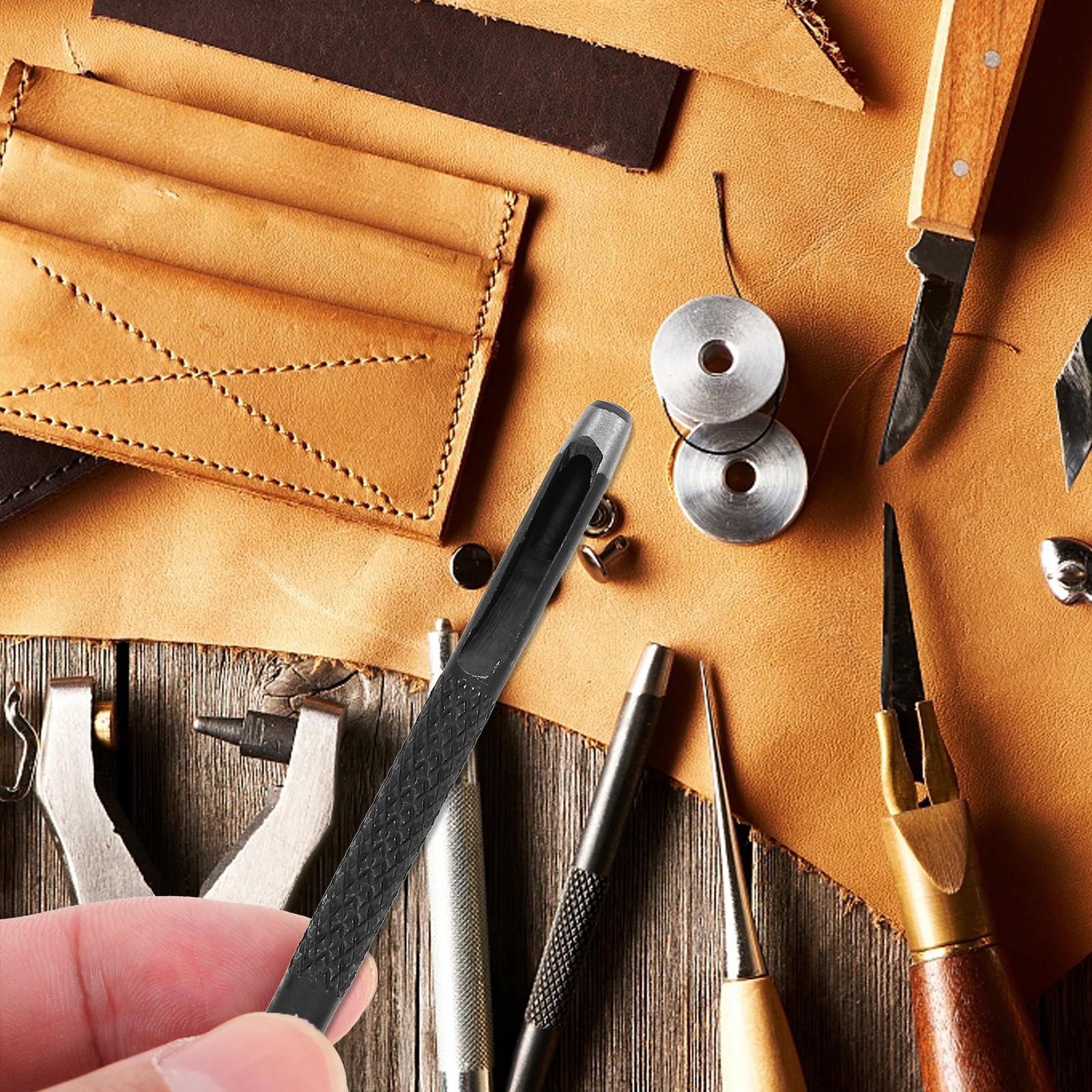 

6Pcs Hole Puncher Belt Hollow Punch Tool Industrial Grade Steel Hole Cutter Easy Use Multisize for Fabric DIY