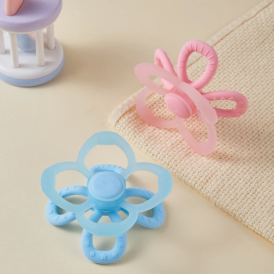 كرة عضاضة للشباب من مطاط السيليكون الناعم على شكل بتلة قابلة للإزالة - لعبة تسنين وقبضة يدوية للطفل #4