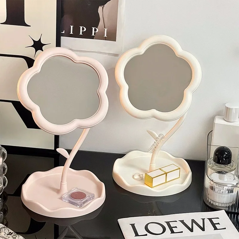 Flower-Shaped Makeup Mirror for Desk Vanity Mirror for Bedroom,Living Room and Minimal Spaces Room Decor Home Decorations