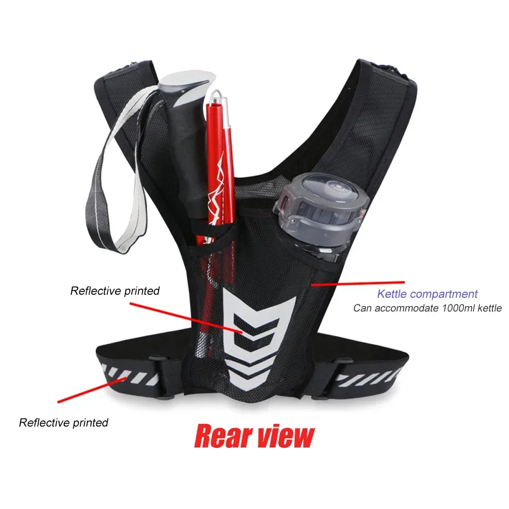 قطعة واحدة من حقيبة سترة اللياقة البدنية العاكسة للجري والمشي لمسافات طويلة في صالة الألعاب الرياضية، حقيبة صدر مقاومة للتعرق قابلة للتنفس مع جيوب متعددة لمفاتيح الهاتف
