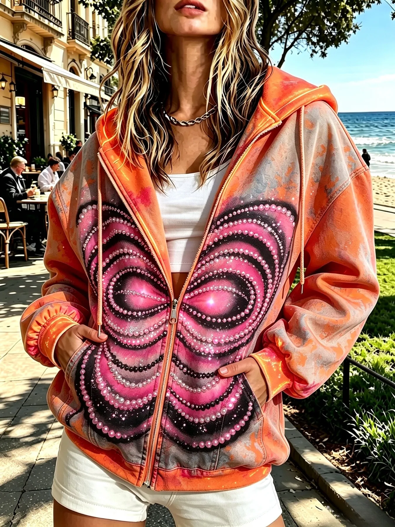 Abrigo con cremallera para mujer, ideal para otoño/invierno, con estampados en 3D que ofrecen calidez, comodidad y un estilo moderno para usar en exteriores. Versátil para cualquier ocasión.