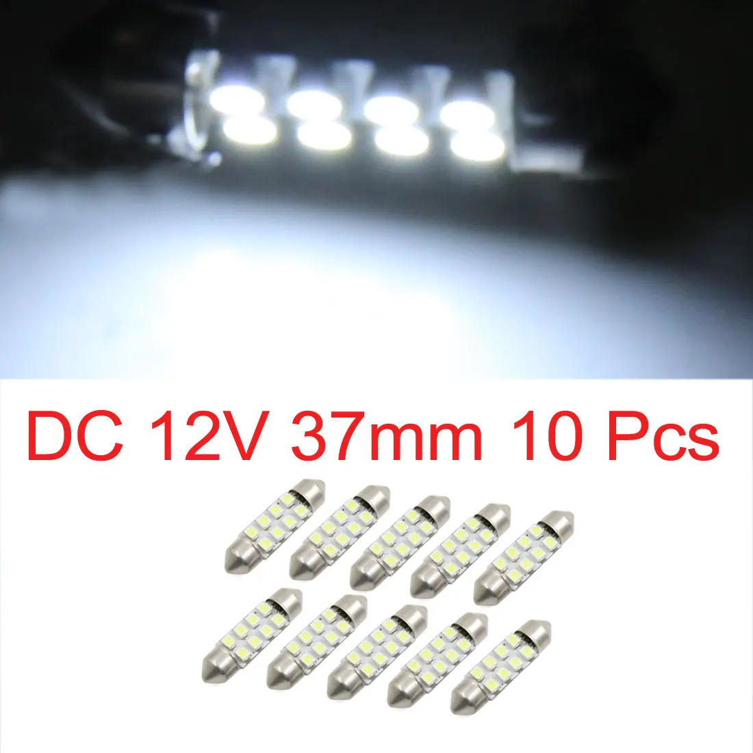 uxcell 10Pcs 37mm Cool White 8-3528-SMD LED Festoon Bulbs Car Interior Dome Map Light