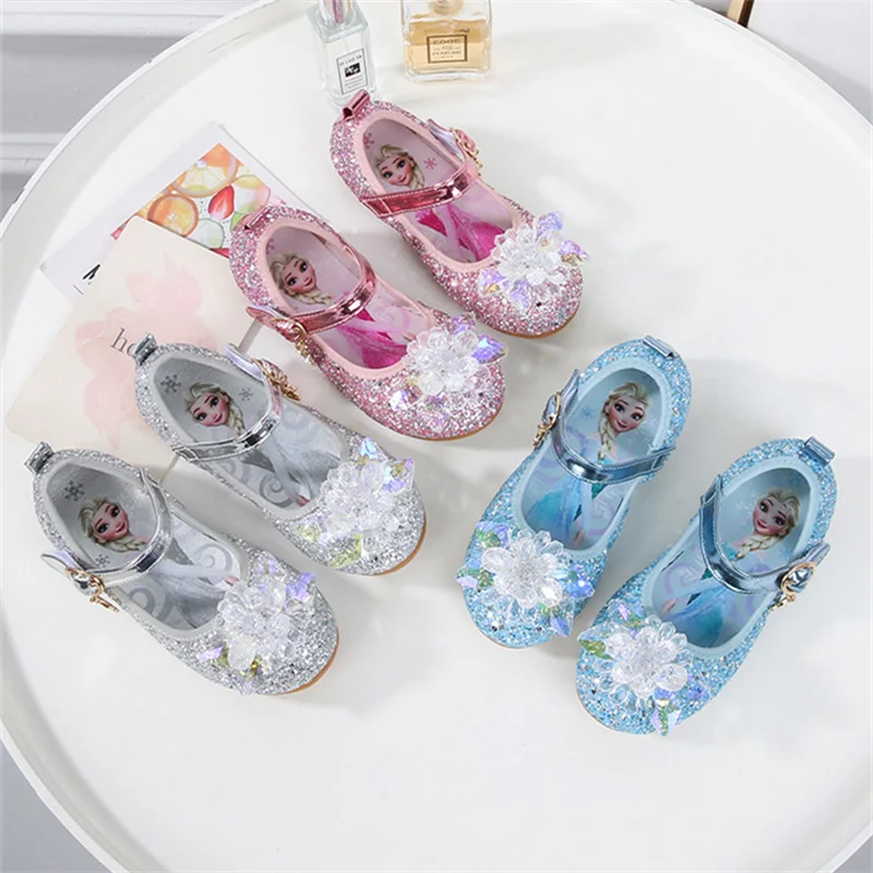 Disney Princess buty z kryształkami nowe dziewczyny pojedyncze buty mrożone Aisha Sophia cyrkonie buty na imprezę w rozmiarze 22-36