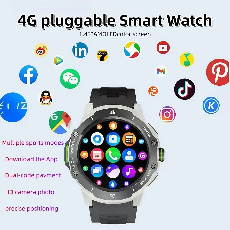 

4G smartwatch G15 Pro, WIFI camera, 1.43-inch, GPS， Heart rate, health monitoring,Smart watch