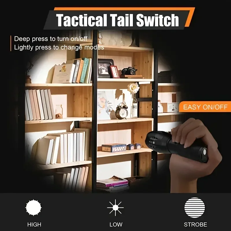 2000LM Powerful T6 Led Flashlight Bright Torch Camping Light 5 Light Mode Waterproof Zoomable Bicycle Light Use 18650 Battery