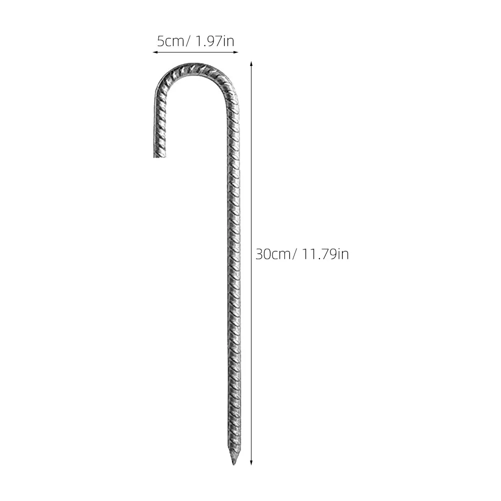 Premium Galvanized Steel Ground Anchor Stakes Rebar Trampoline Stakes Wind Resistant Heavy Duty J Hook for Trampolines Swings